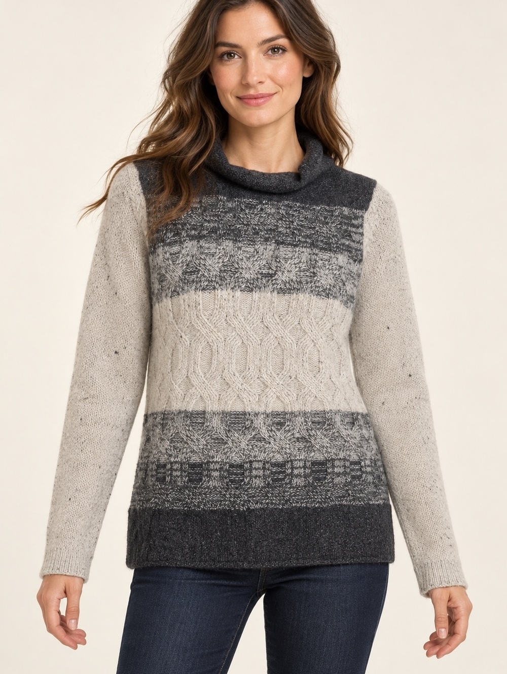 Quinn Sweater Gray Patterned 100% Cashmere XS